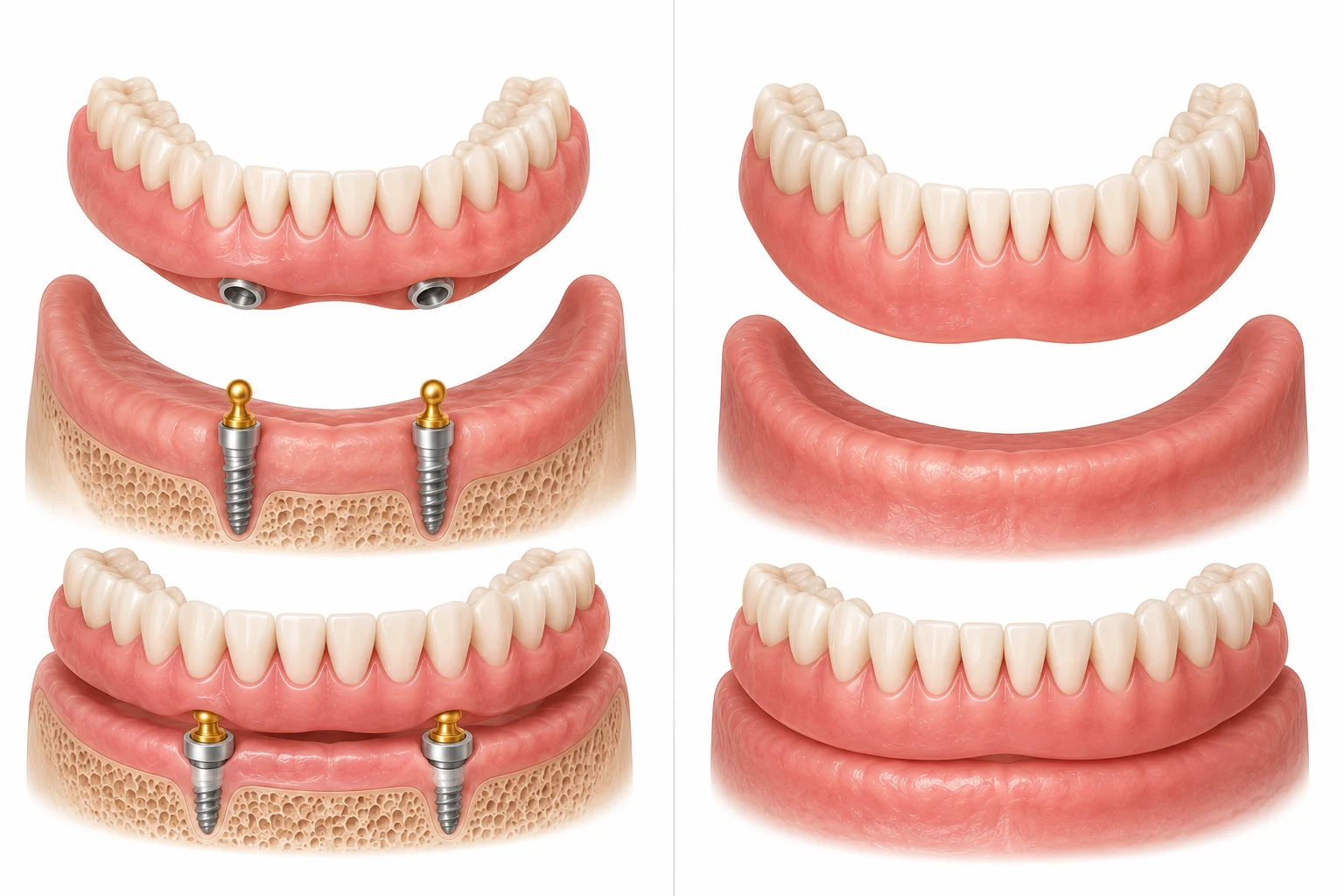 Implant-retained snap-on denture compared with a traditional removable denture