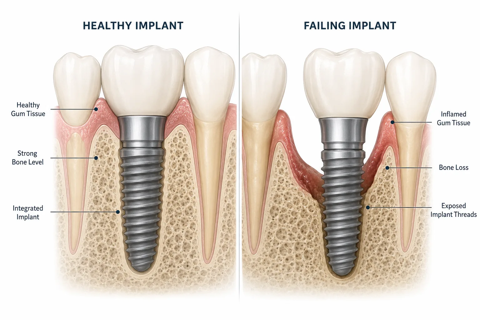 Dental implant bone loss comparison with healthy implant